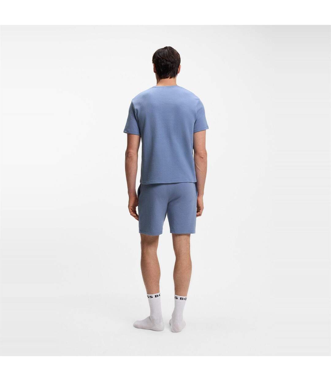 Mens Waffle Knit Pyjama Top Pastel Blue Boss-3