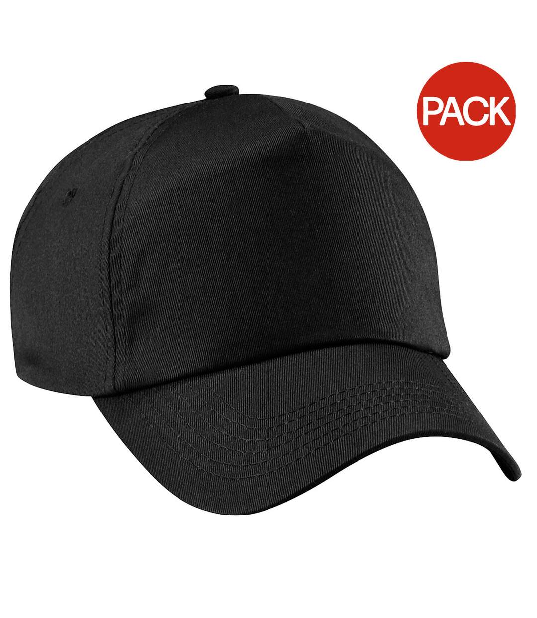 Lot De 2  Casquettes De Baseball Adulte Noir Beechfield-1