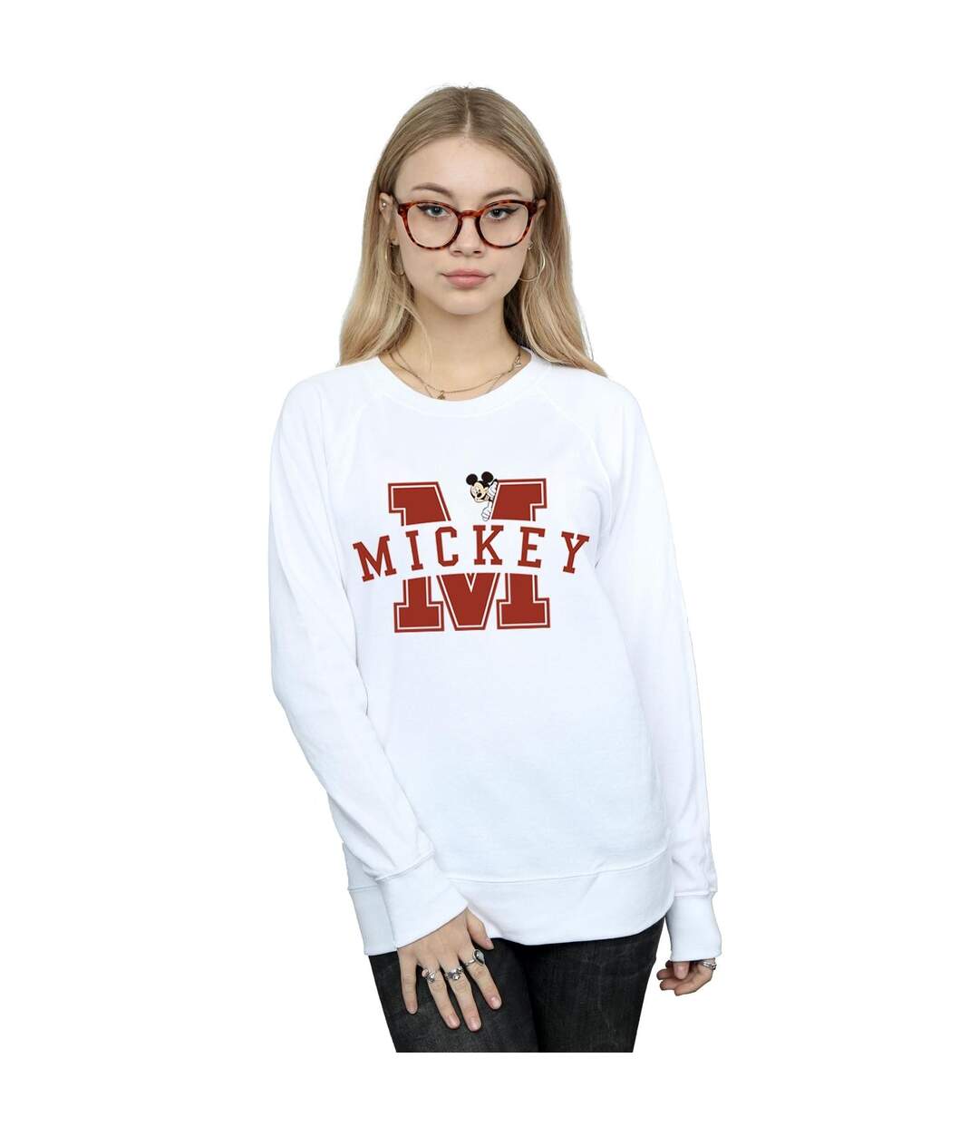 Disney Sweatshirt à pic Mickey Mouse Letter Womens/Ladies (Blanc) - UTBI28390-2