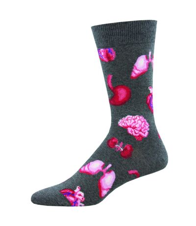 Socksmith Mens Organ-Ized Socks (Gray Heather/Pink) - UTUT753