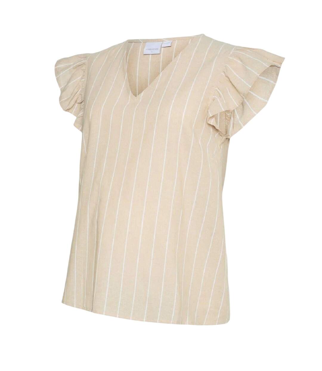 T-shirt Manches Volantées Motif/style Rayure Verticale Femme Jaune Pâle Mamalicious-2