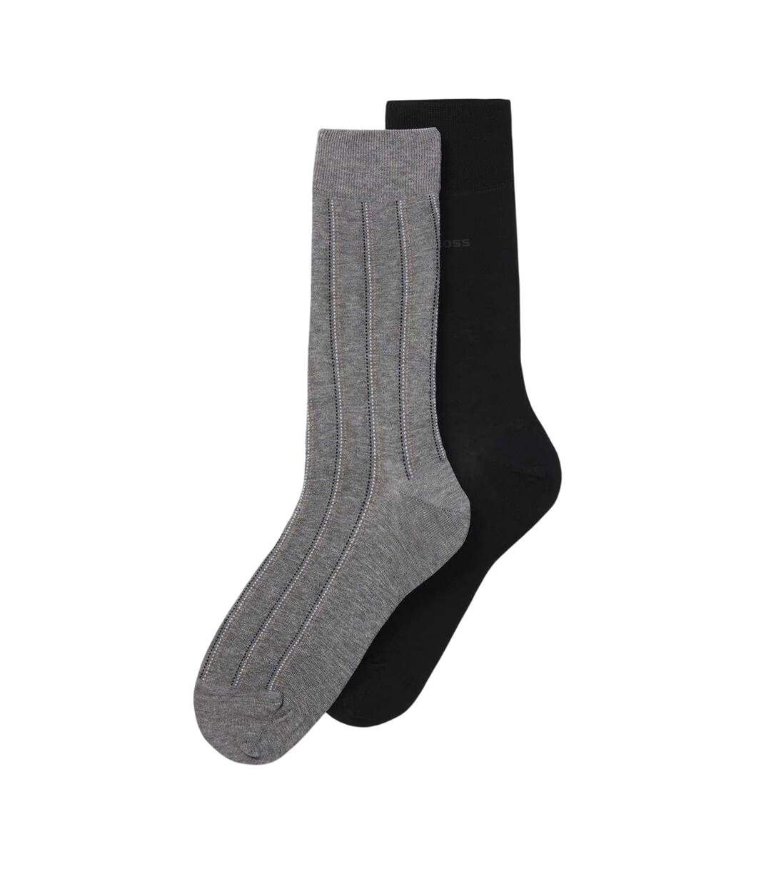 Lot De 2  Chaussettes Motif/style Fines Rayures Homme Gris Moyen Boss-2