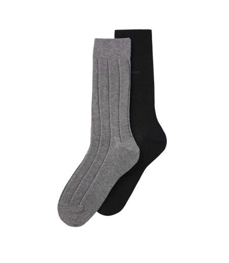 Lot De 2  Chaussettes Motif/style Fines Rayures Homme Gris Moyen Boss