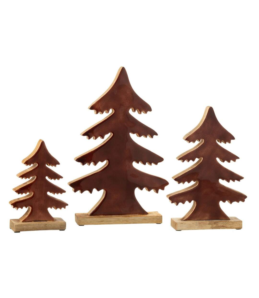 Sapin Déco en Bois Cosy 35cm Marron-2