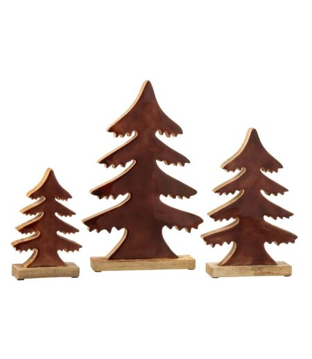 Sapin Déco en Bois Cosy 35cm Marron