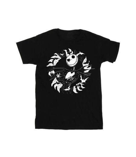 Disney Womens/Ladies Nightmare Before Christmas Jack Bat Circle Cotton Boyfriend T-Shirt (Noir) - UTBI50937