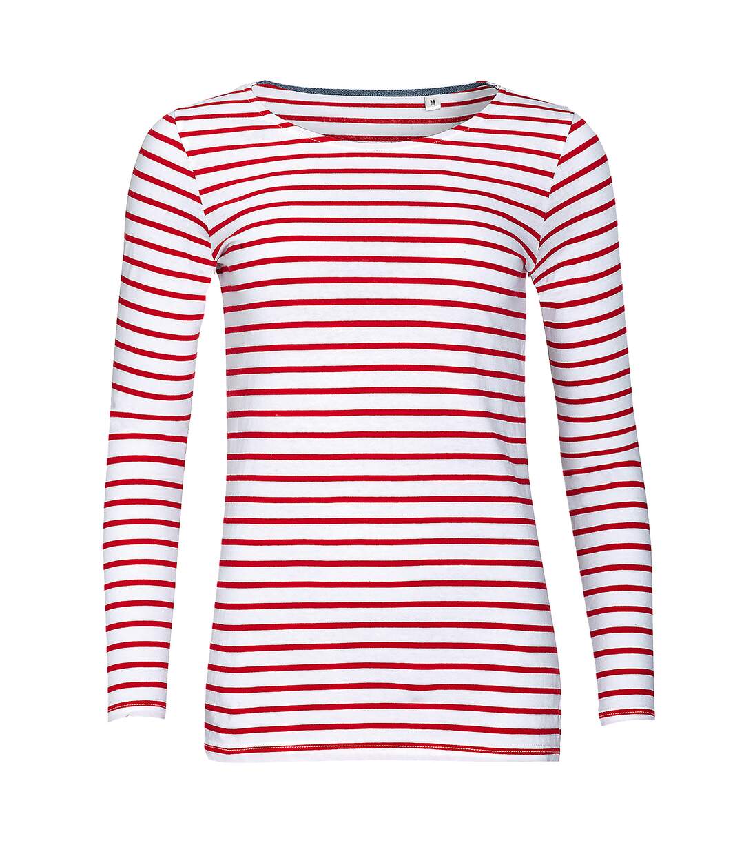 Marine t-shirt rayé à manches longues femme blanc/rouge SOLS-1