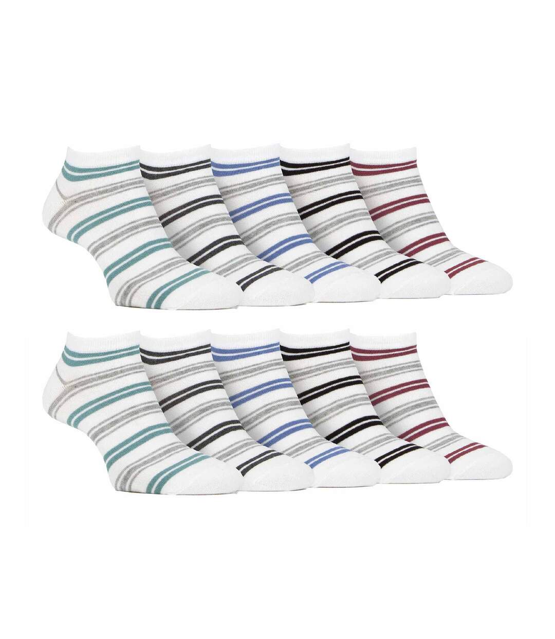 Farah - 10 Paires Chaussettes Bambou Hommes Socquettes Rayées-1