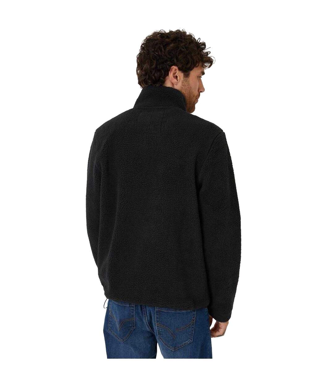 Mens Teddy Fleece Quarter Zip Sweatshirt Black Threadbare-3