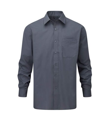 Russell Collection Womens/Ladies Poplin Long-Sleeved Shirt (Convoy Gray)
