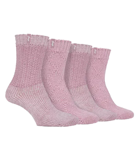 Ladies 4 Pack Wool Boot Socks | Casual Cable Knit Socks for Winter