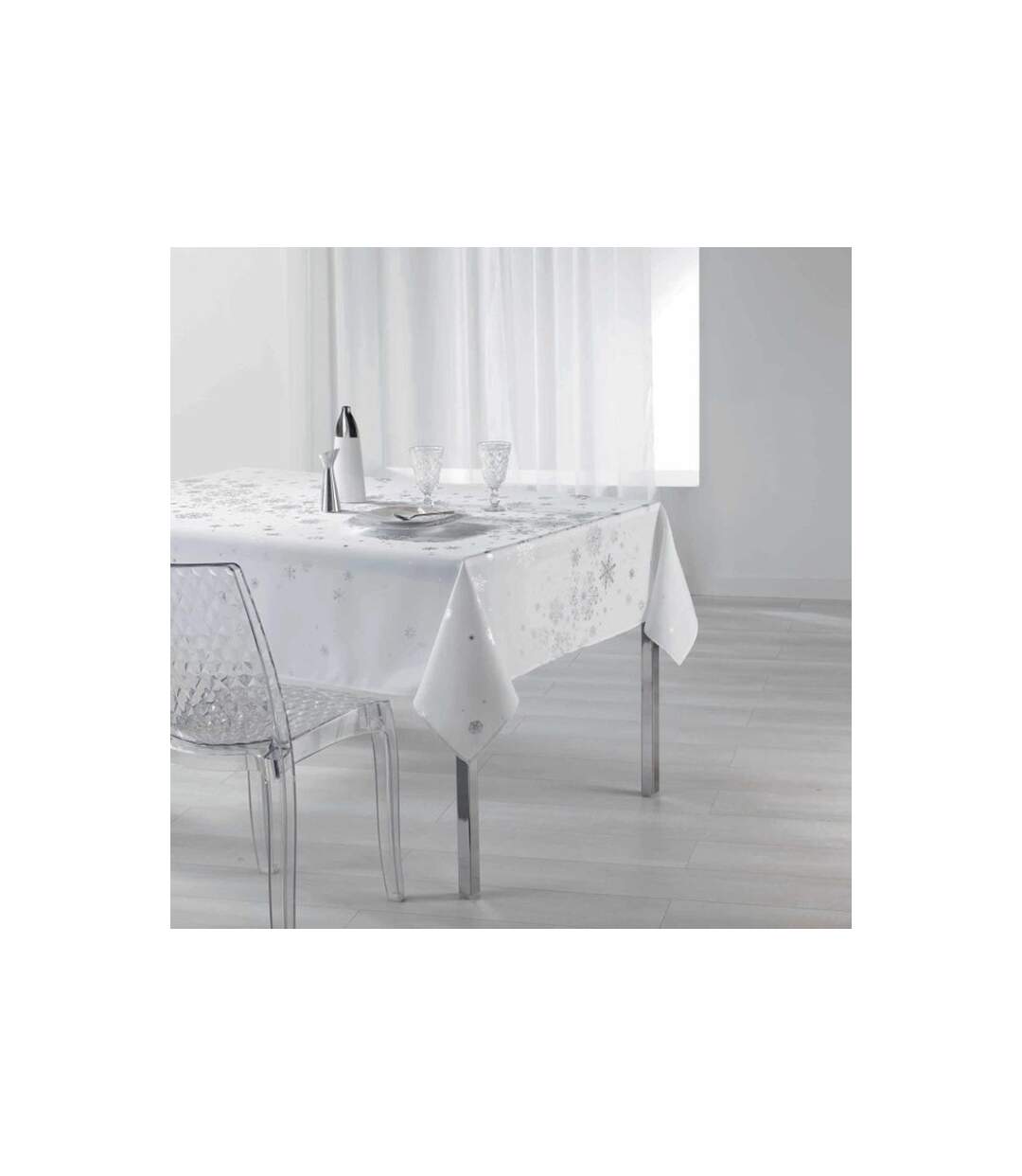 Nappe Ronde Imprimée Constellation 150x300cm Blanc-1
