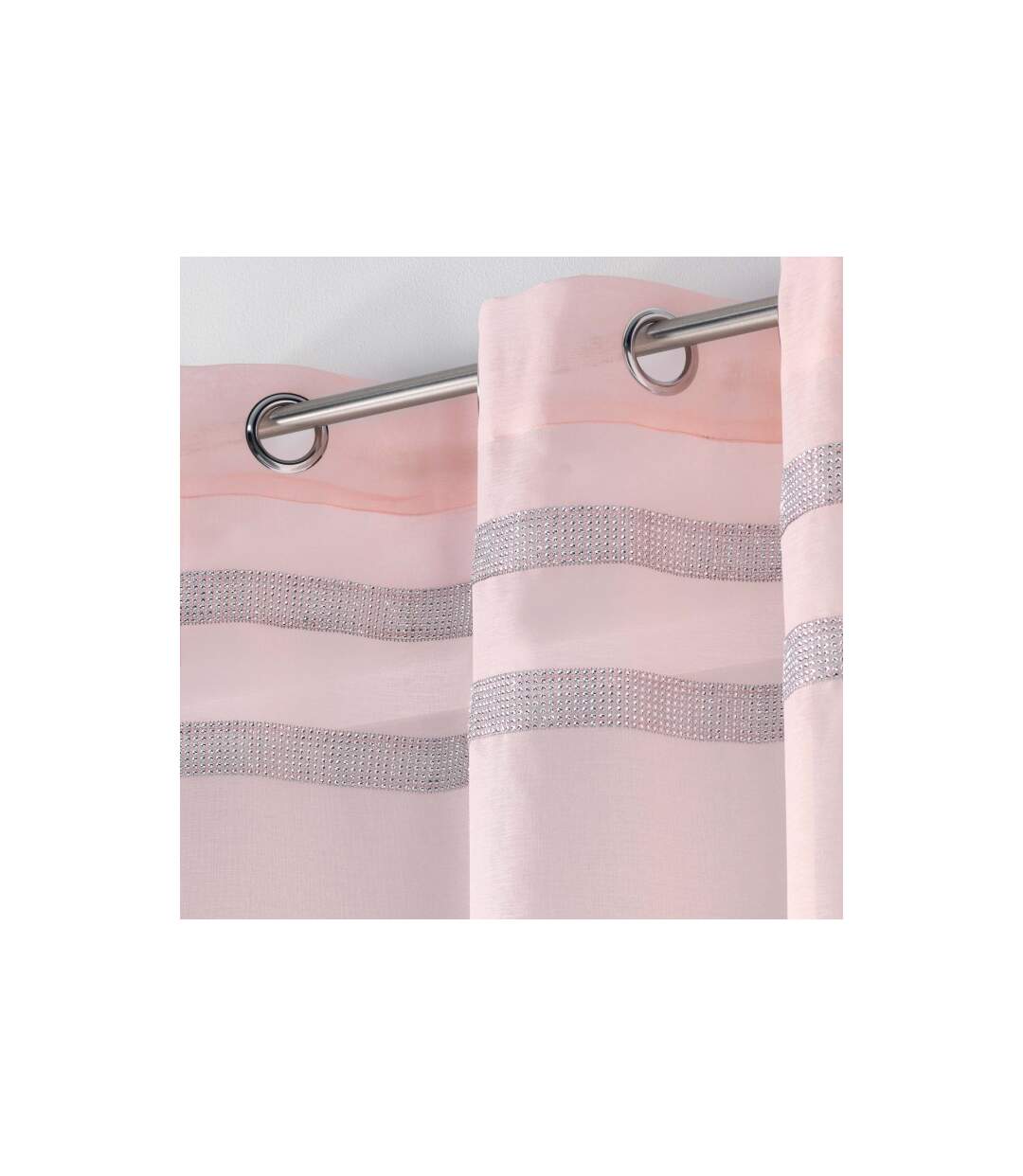 Rideau Voilage à Œillets Satinela 140x240cm Rose-2