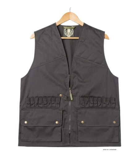 LEDERTYS LY0207 — Gilet de chasse sans manches vert : l'équipement fonctionnel à cartouchière 16 tubes