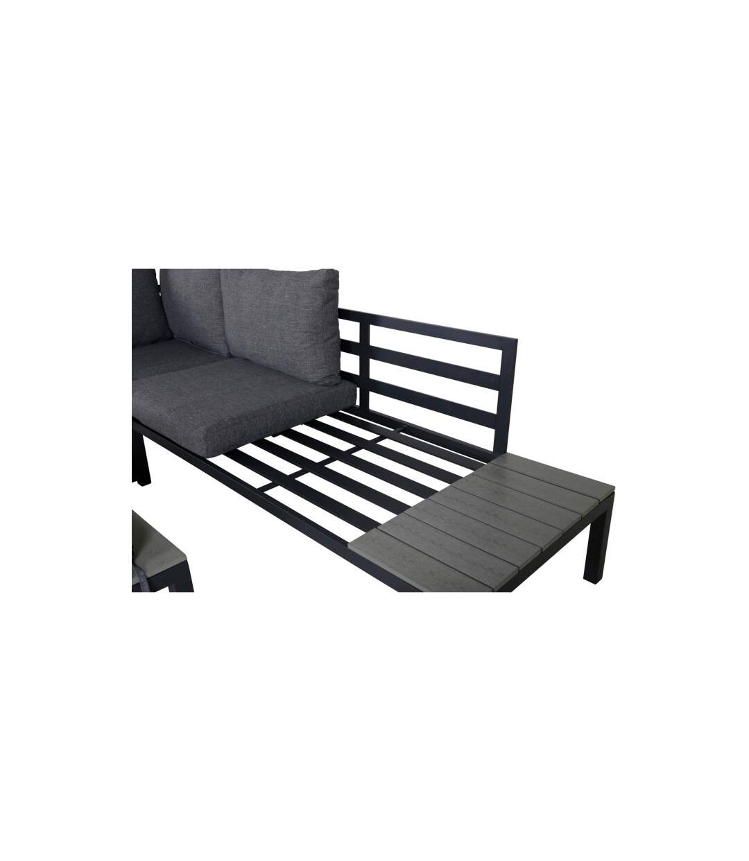 Salon d'Angle de Jardin Odense 167cm Noir & Gris-5