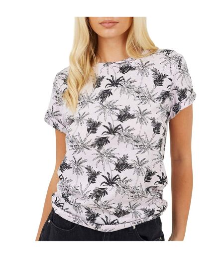 Womens/ladies Palm Tree T-shirt Pink Brave Soul