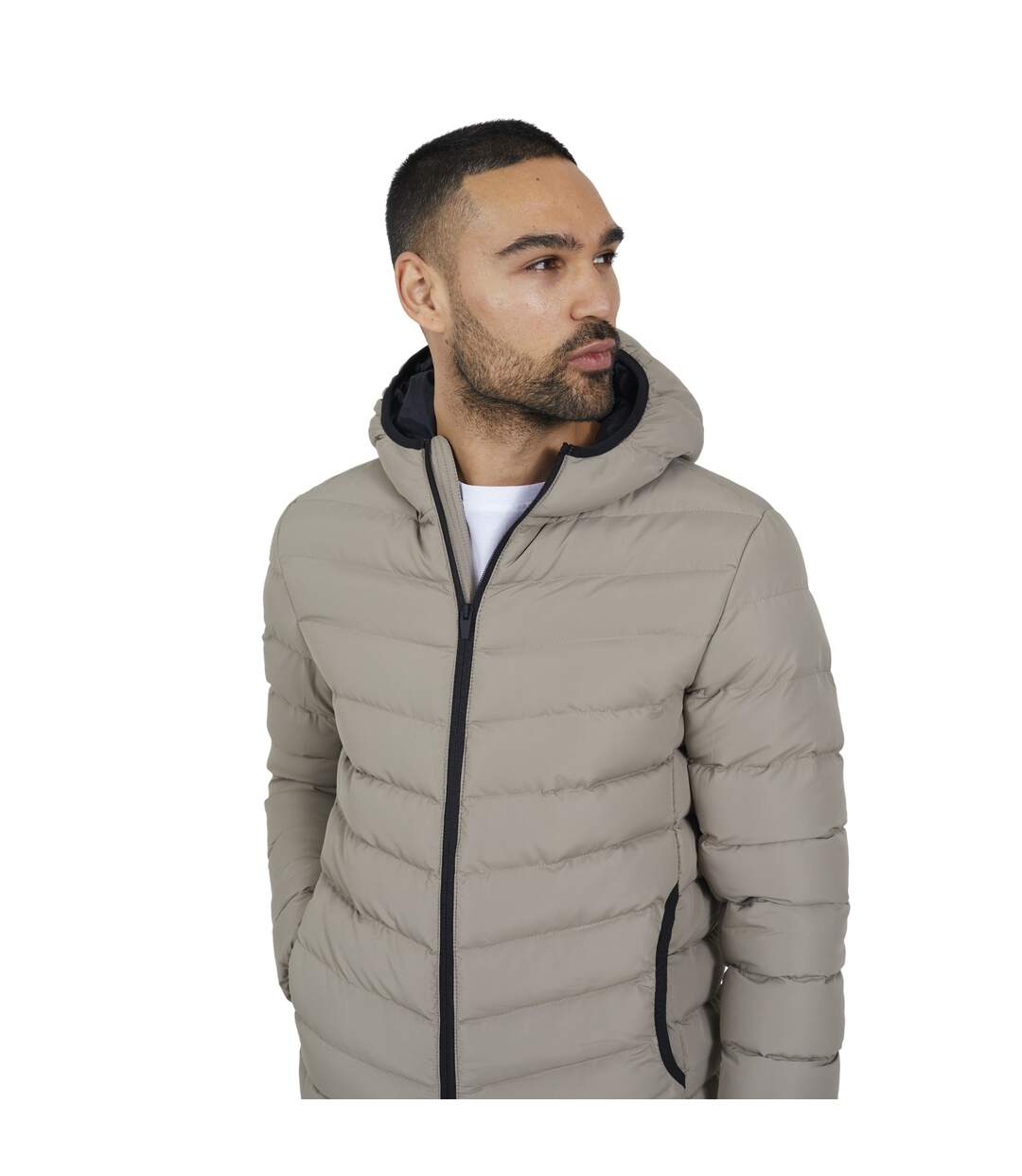 Doudoune À Capuche Homme Taupe Brave Soul-3