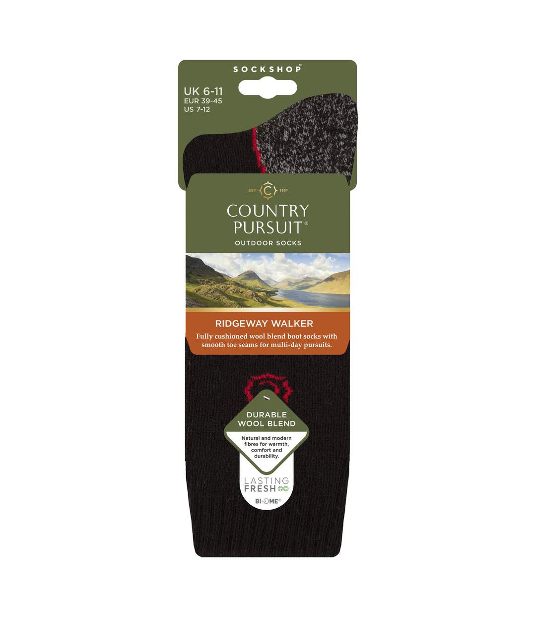 Mens Wool Blend Cushioned Walker Socks for Hiking & Outdoor Comfort-2