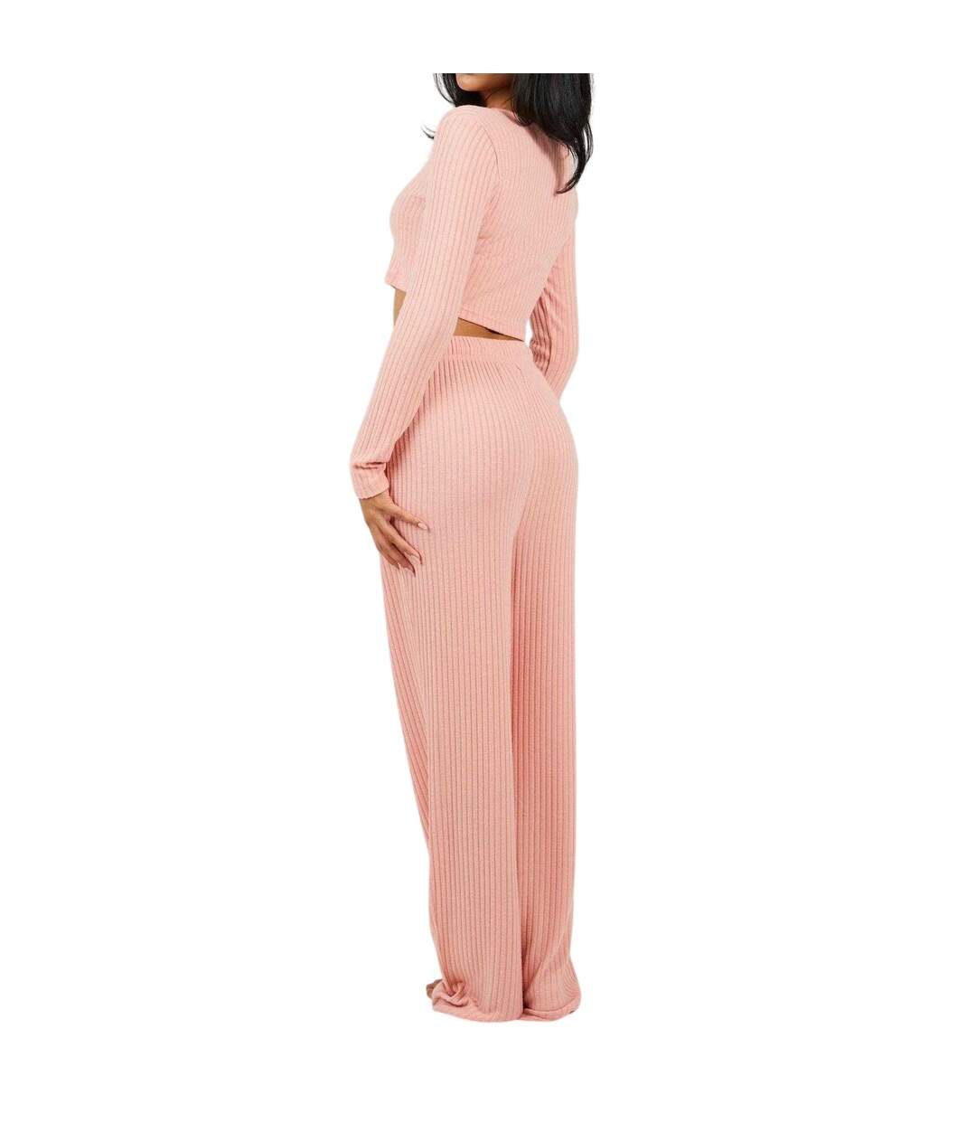 Womens/ladies Ribbed Loungewear Set Dusty Pink Brave Soul-3