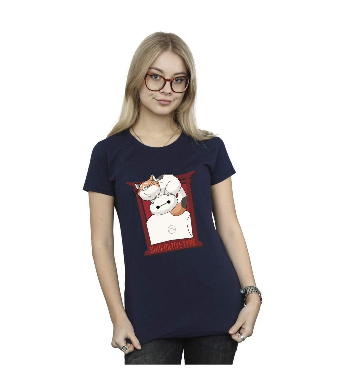 Disney - T-shirt BIG HERO BAYMAX FRAME SUPPORT - Femme (Bleu marine) - UTBI13277-2