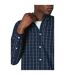 Maine Mens Dual Box Check Long-Sleeved Shirt (Navy)