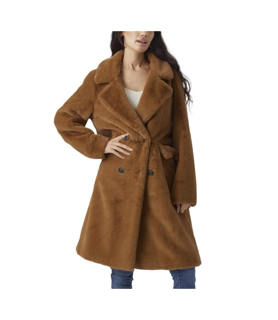 Manteau en Fausse Fourrure Marron Femme Vero Moda Fake Fur Coat - M-1