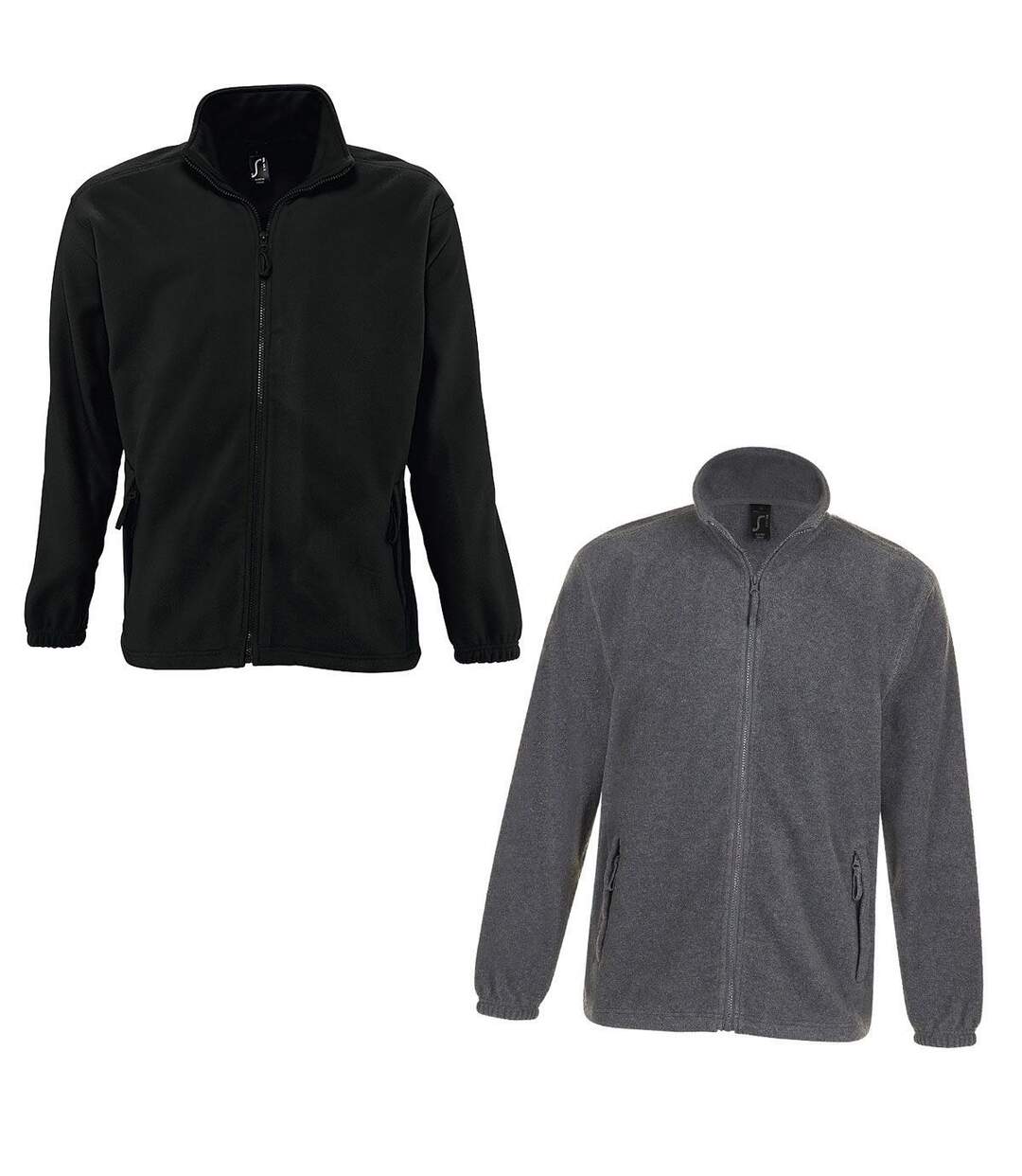 Lot de 2 vestes polaires zip intégral - Homme - 55000 - noir et gris