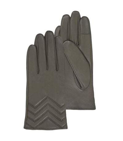 Isotoner Gants femme en cuir d'agneau pleine fleur, doublés soie, tendance et modernes