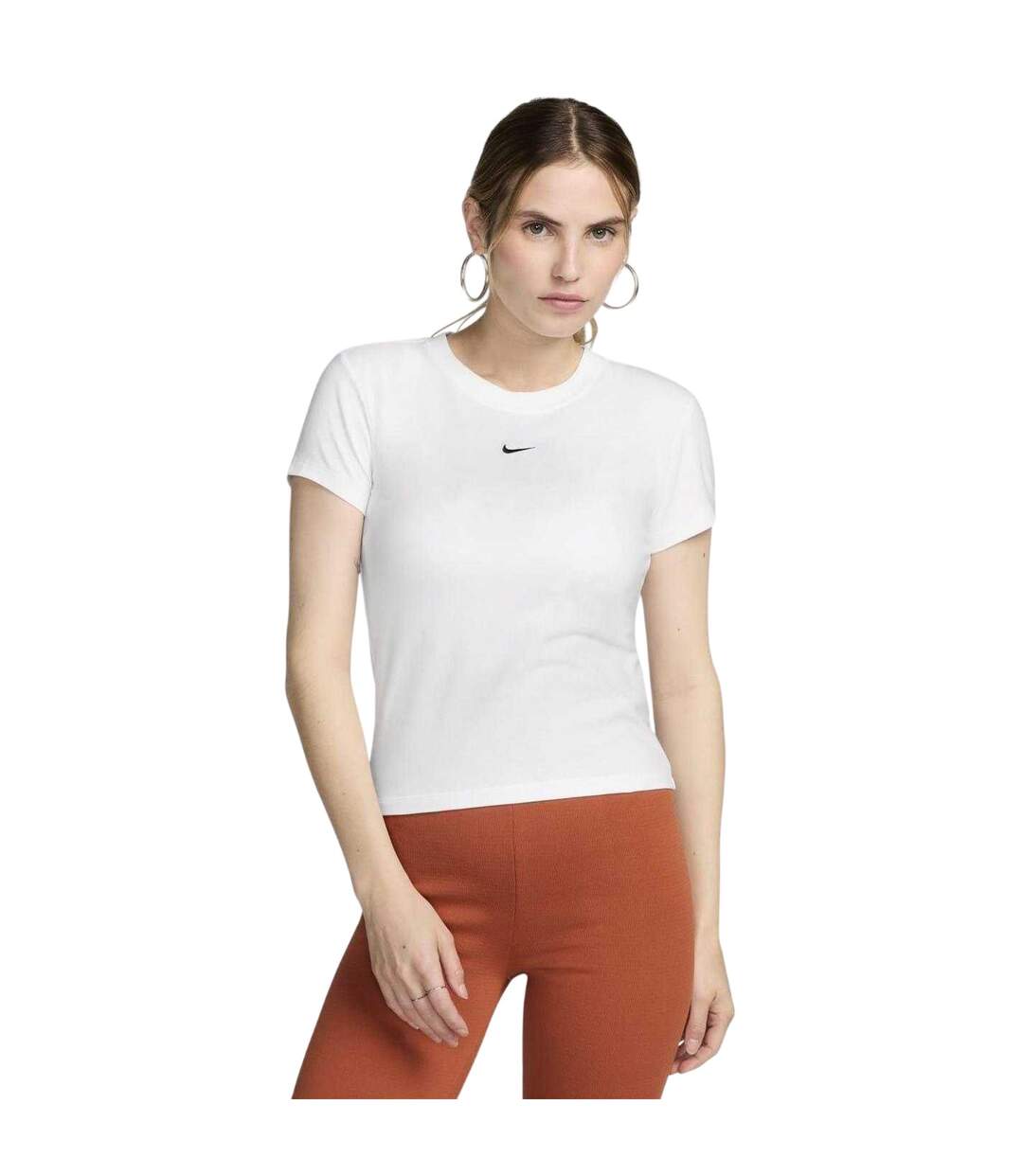 Womens/ladies Chill Swoosh Knitted Slim T-shirt White Nike-2