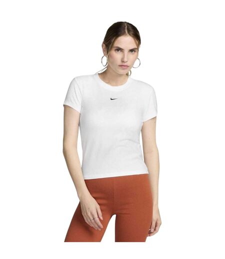 Womens/ladies Chill Swoosh Knitted Slim T-shirt White Nike