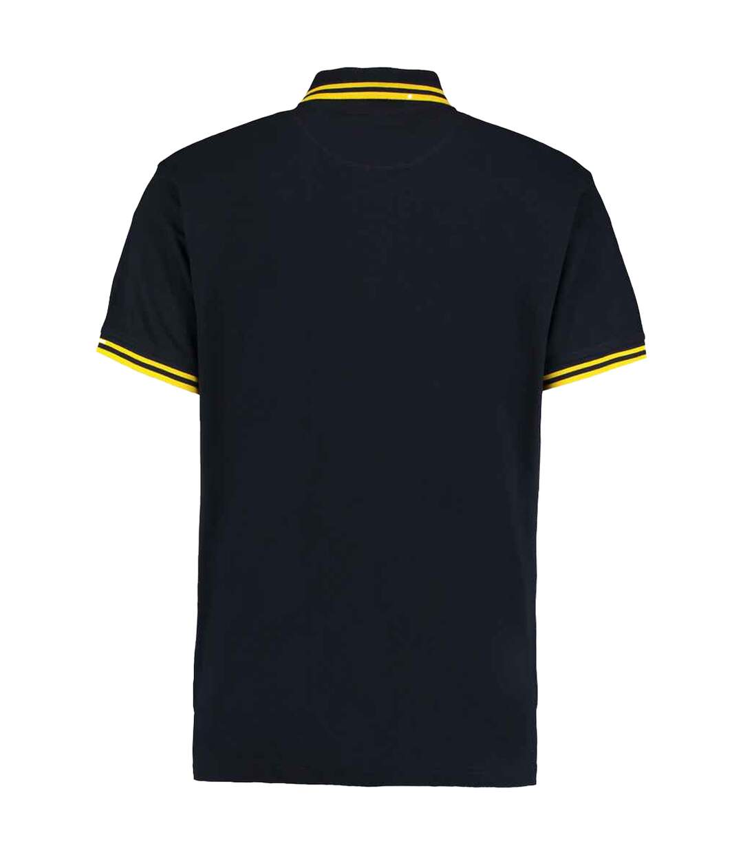 Polo Motif/style Rayure Contrastée Sur Bord Homme Bleu Marine Jaune Kustom Kit-2