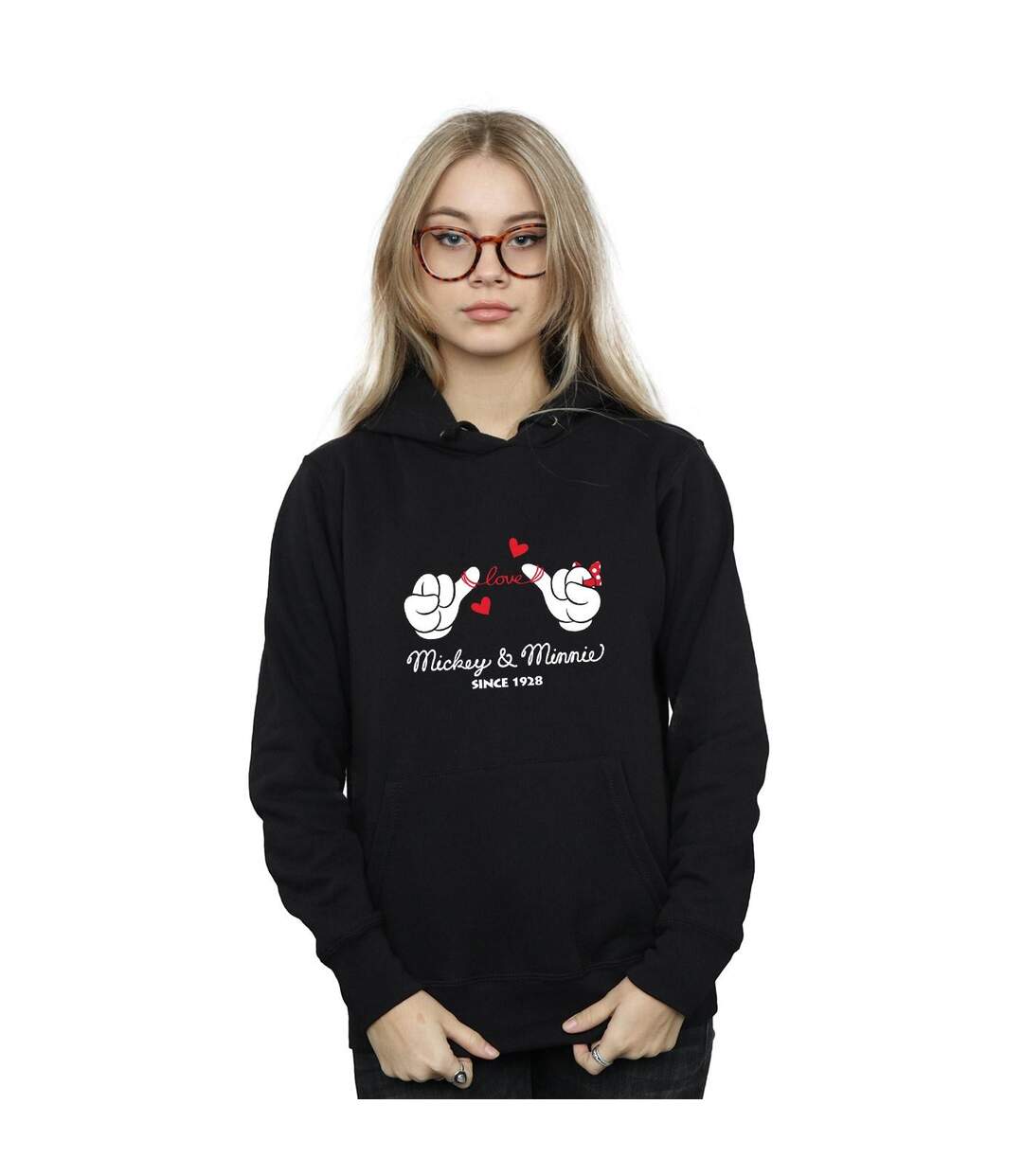 Disney Sweat à capuche Womens/Ladies Mickey Mouse Love Hands (Noir) - UTBI10589-2