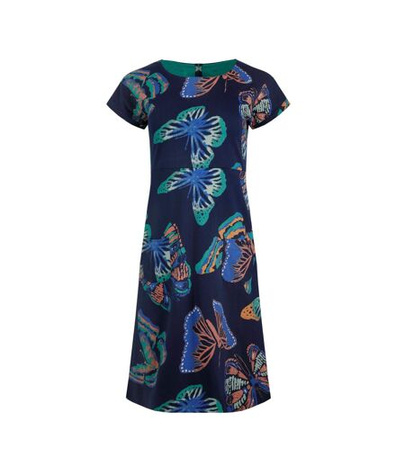Womens/ladies tallahassee butterflies organic dress dark blue Weird Fish