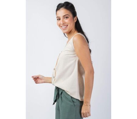 Top femme casual chic SABINE beige Coton Du Monde