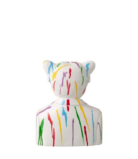 Buste Léopard Tâches de Peinture 31cm Blanc