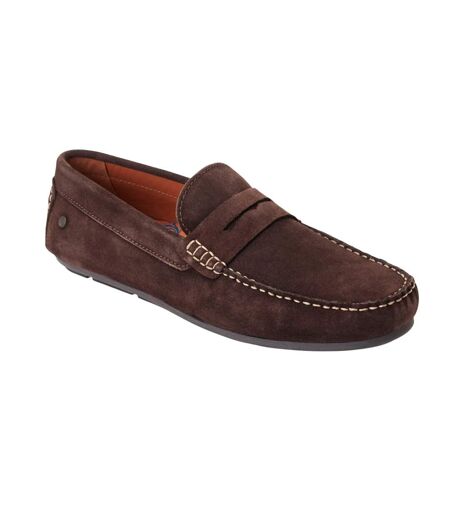 Mens Collins Driver Suede Loafers Dark Brown Base London