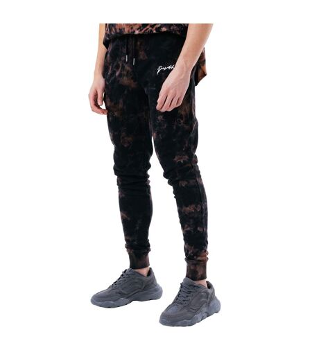 Hype Mens Coffee Dye Oversized Sweatpants (Black/Brown) - UTHY4869