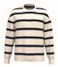 Sweat marin - Rayure et épaules tombantes - Unisexe - PAT450 - beige ivoire-1