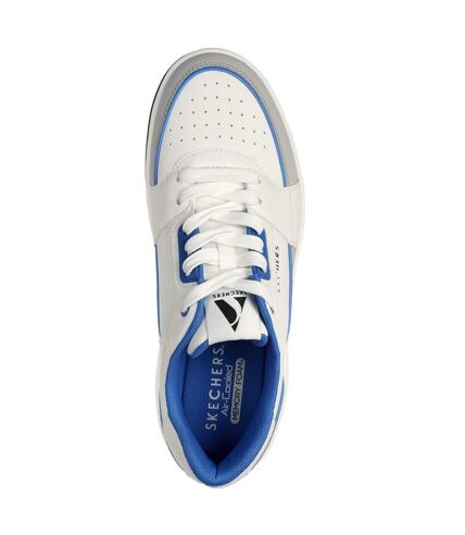 Mens uno court leather low post trainers white/blue Skechers