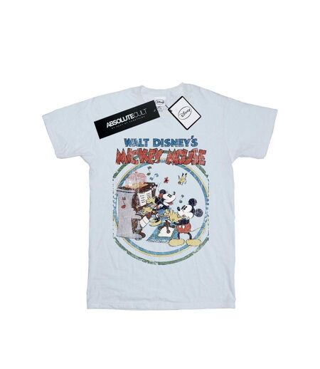 Disney Femme/Ladies - Mickey Mouse Piano Cotton Boyfriend T-Shirt (Blanc) - UTBI35874