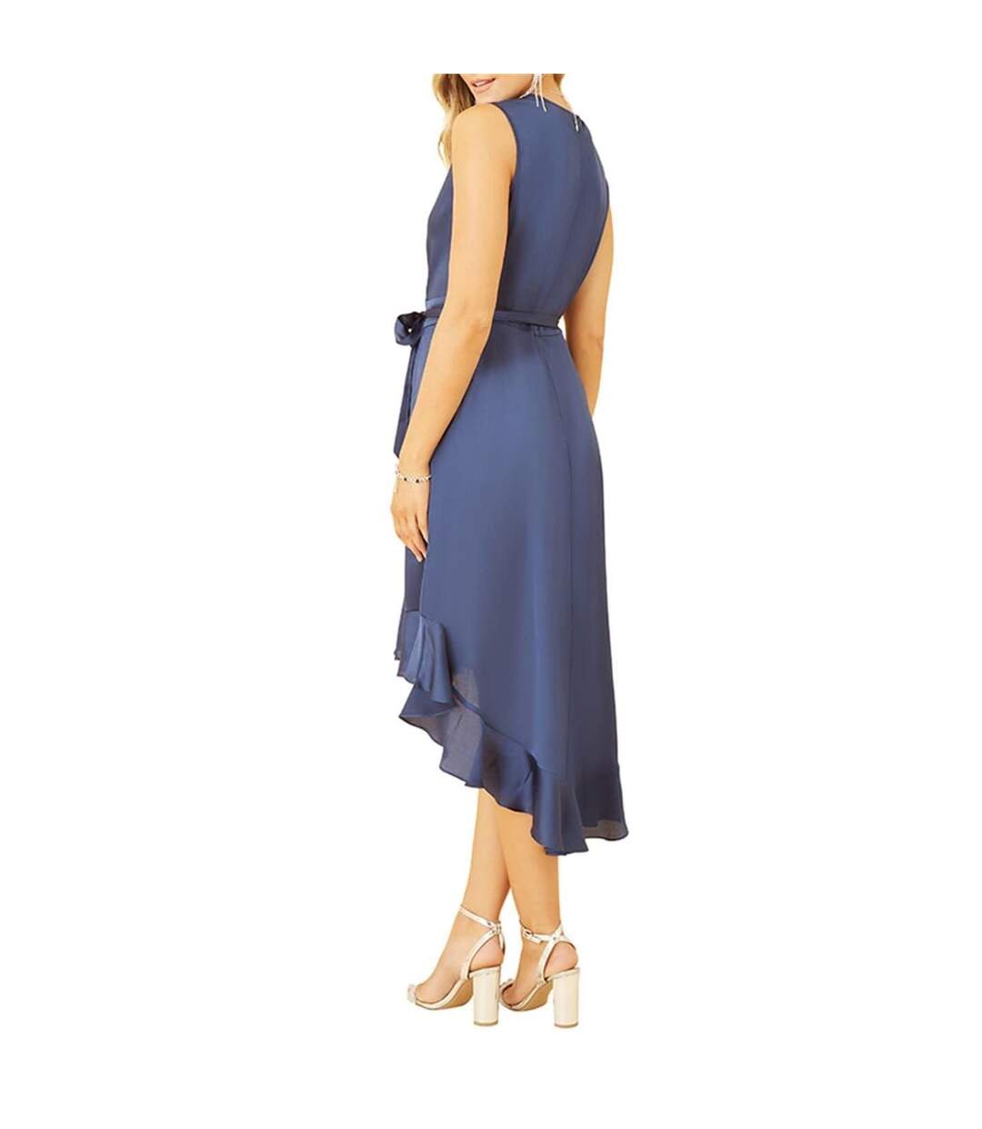 Robe Portefeuille Sans Manches Femme Bleu Marine Mela London-3