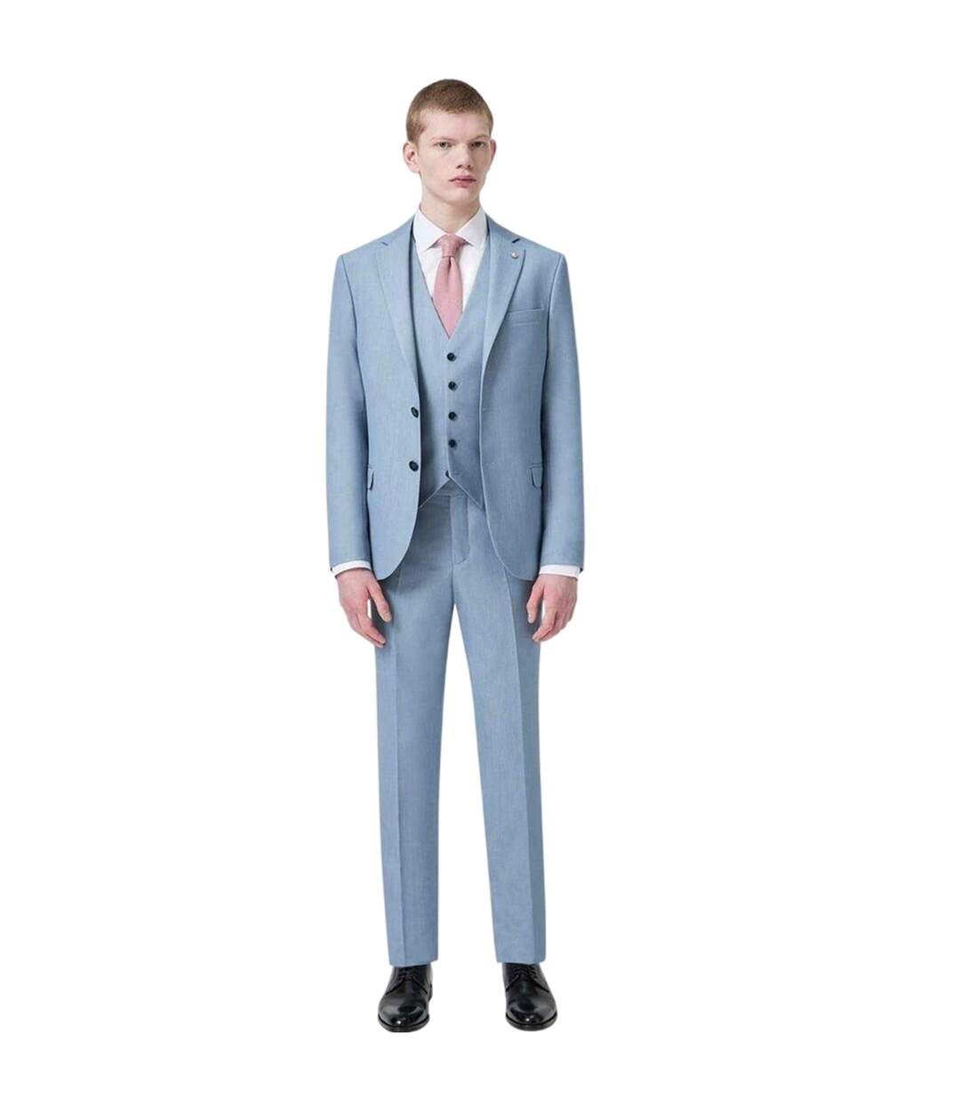 Mens Slim Waistcoat Light Blue Twisted Tailor-1