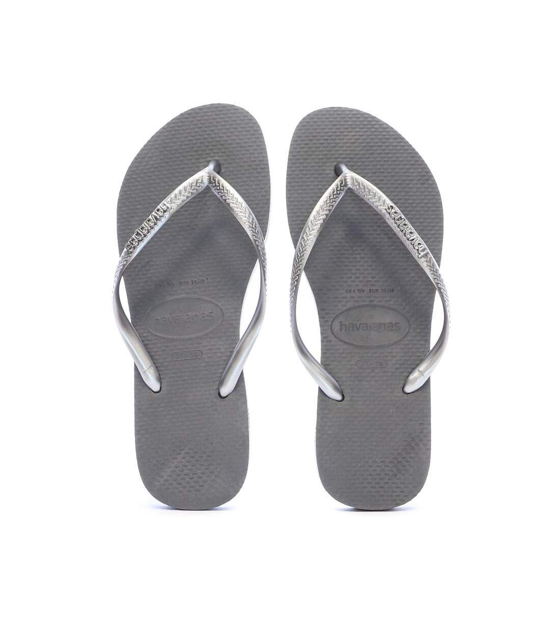 Tongs gris femme havaianas slim logo infradito-3
