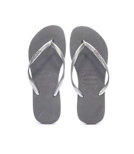 Tongs gris femme havaianas slim logo infradito