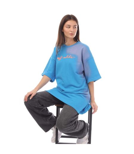 Womens/ladies Painter Logo T-shirt Dress Blue Pink Off White
