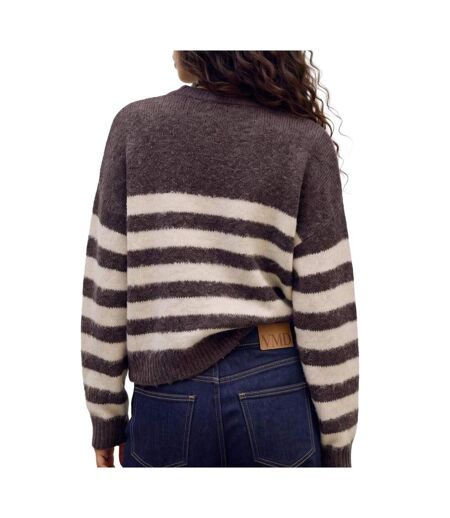 Pull rayé marron  femme vero moda fotove stripe