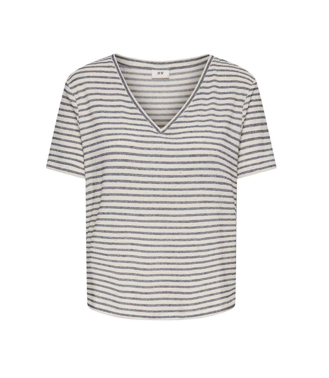 T-Shirt beige/marine femme jdy korna-1