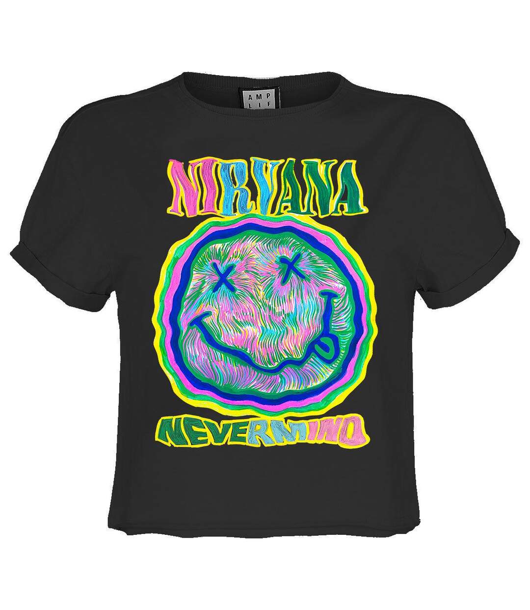 Womens/ladies Scribble Nirvana Crop Top Charcoal Amplified-1