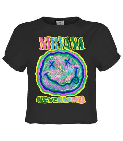 Womens/ladies Scribble Nirvana Crop Top Charcoal Amplified