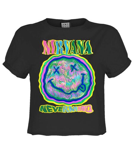 Womens/ladies Scribble Nirvana Crop Top Charcoal Amplified